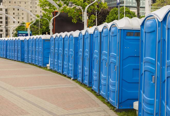 Seasonal porta potty units set up at a Arkadelphia, Arkansas venue